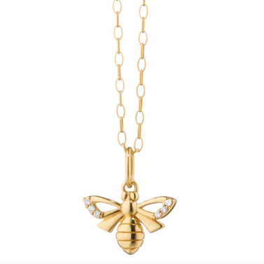 18K "Bee" Charm or Necklace in 18K Gold with Diamonds
