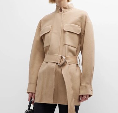  Theory Belted Wool-Cashmere Cargo Coat