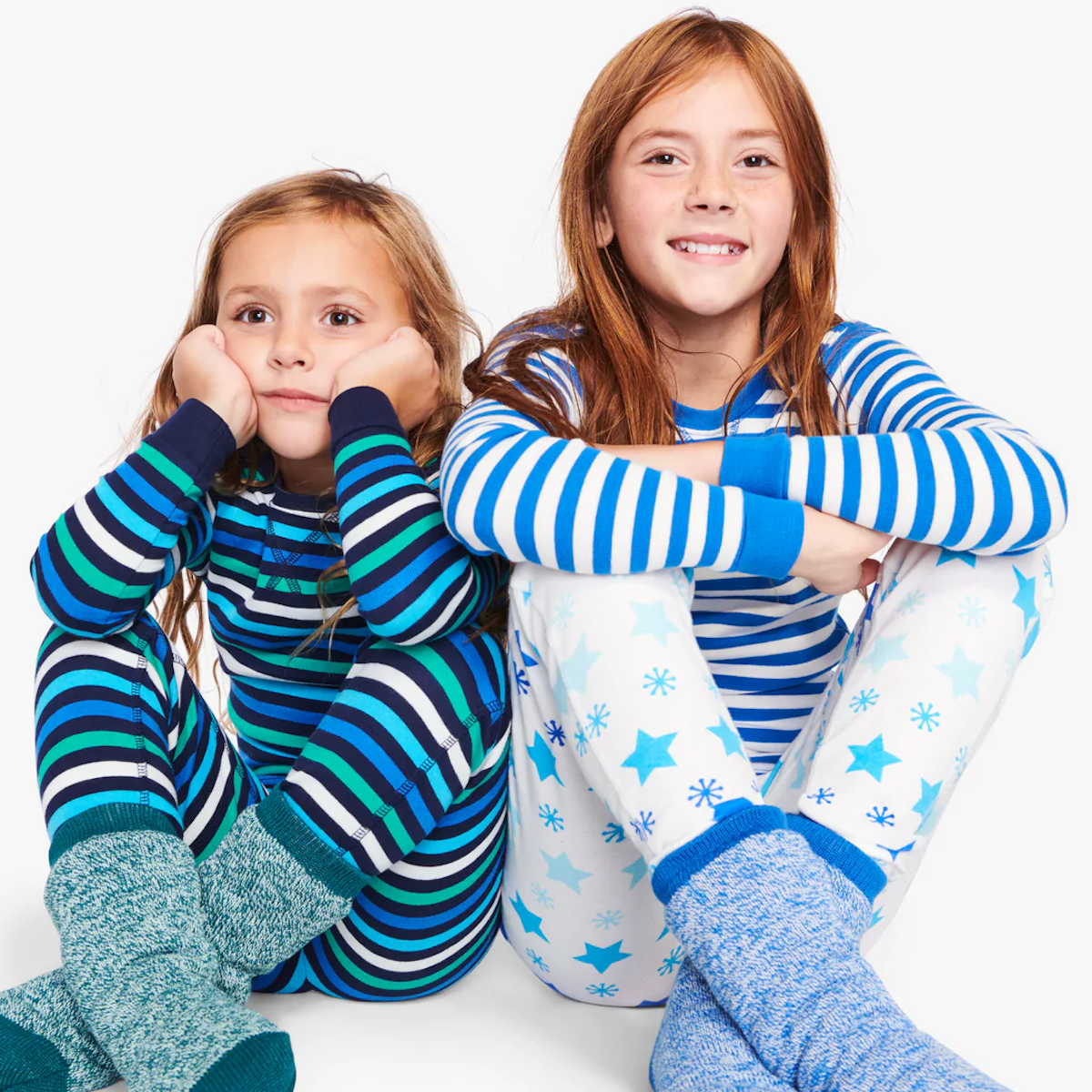 Primary Family PJs in Snowy Stars & Winter Stripe