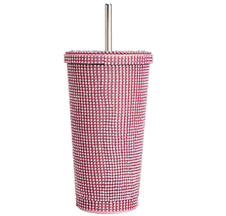 Paris Hilton Diamond Bling Water Tumbler With Lid And Straw