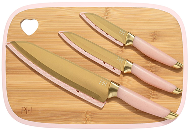 Paris Hilton Reversible Bamboo Cutting Board and Cutlery Set