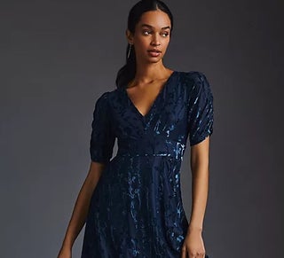Hutch Puff-Sleeve Velvet Dress