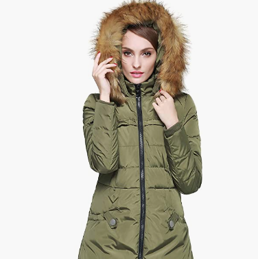 Orolay Down Jacket with Faux Fur Trim Hood