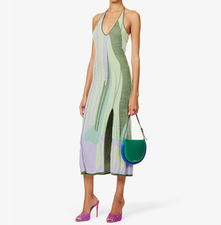 House of Sunny Hockney Lakeside Abstract-Pattern Stretch-Knit Midi Dress