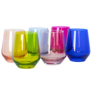 Estelle Colored Glass Set of 6 Stemless Wine Glasses