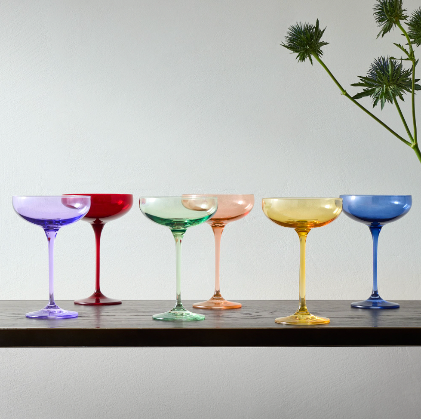 Estelle Colored Glass Champagne Coupe ( Set of 6)