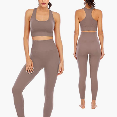 2 Piece High Waisted Seamless Leggings with Padded Sports Bra
