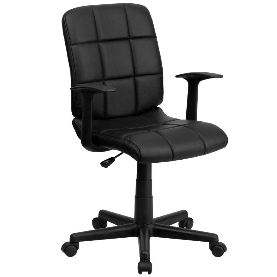 Flash Furniture Mid-Back Green Quilted Vinyl Swivel Task Office Chair with Arms