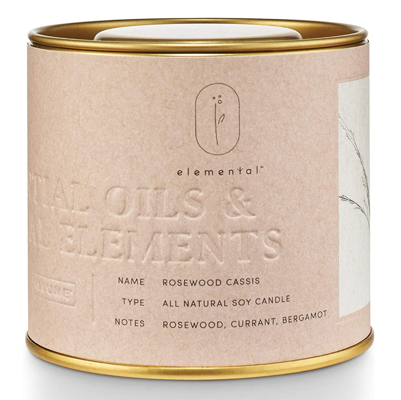 Illume Elemental Collection Rosewood Cassis Natural Tin 8.5oz Candle