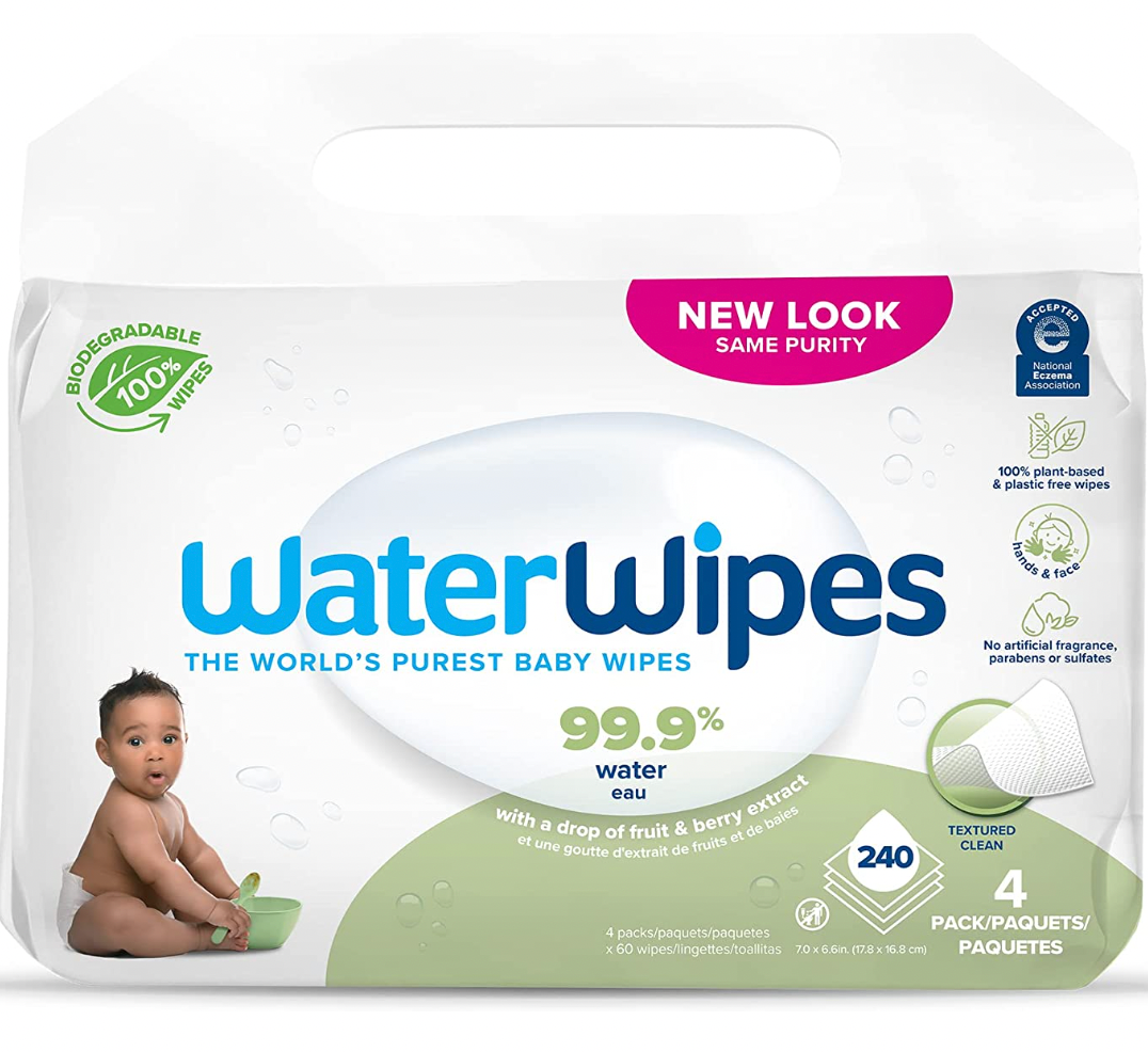 WaterWipes Plastic-Free Textured Clean 99.9% Water Based Wipes