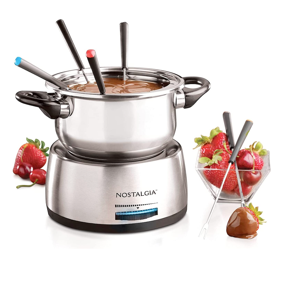 Nostalgia 6-Cup Stainless Steel Electric Fondue Pot Set
