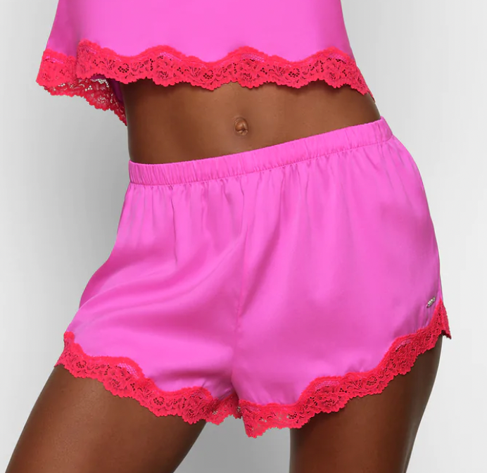 Lace Trimmed Silk Short