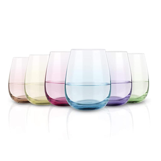 Colored Stemless Wine Glass Set of 6