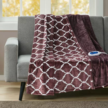 Beautyrest Oversized Ogee Print Electric Throw
