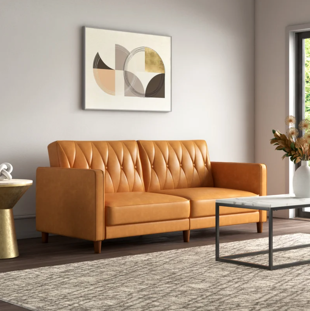 Mercury Row 77'' Vegan Leather Convertible Sofa