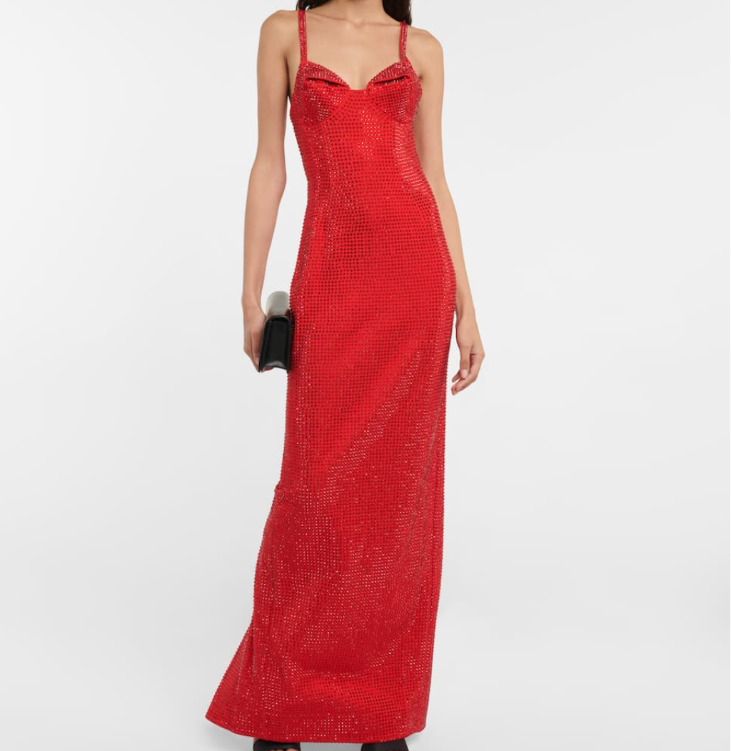 AREA Crystal-Embellished Gown