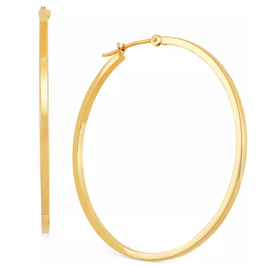Medium Flat-Edge Hoop Earrings in 10k Gold