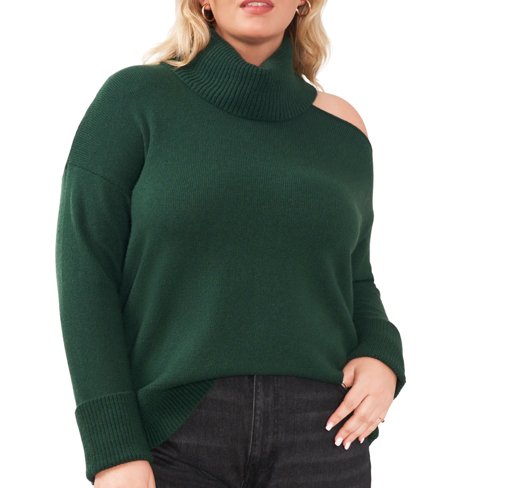 1.State Cutout Shoulder Turtleneck Sweater