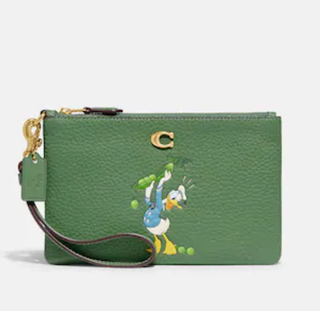 Small Wristlet In Regenerative Leather With Donald Duck