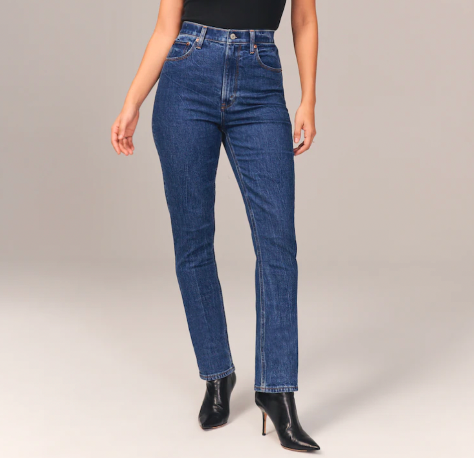 Abercrombie and Fitch Curve Love Ultra High Rise 90s Slim Straight Jean