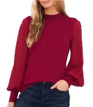 Cece Clip Dot Sleeve Sweater