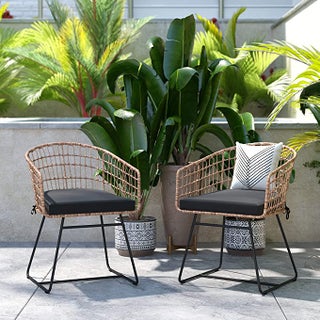 Flash Furniture Set of 2 Indoor/Outdoor Patio Boho Club Chairs