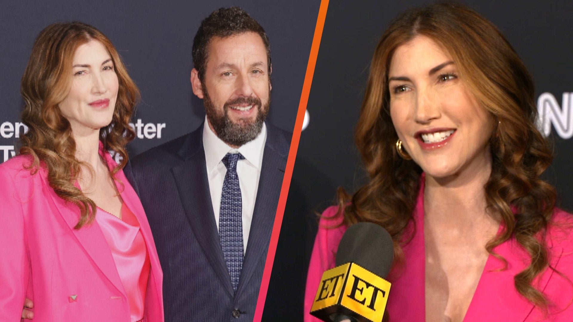 Adam Sandler and Wife Jackie Pose With Lookalike Daughter Sunny on Red Carpet Entertainment Tonight pic
