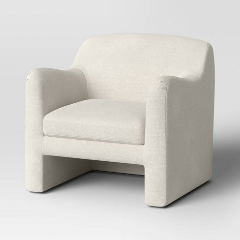 Maldone Curved Fully Upholstered Accent Chair Cream