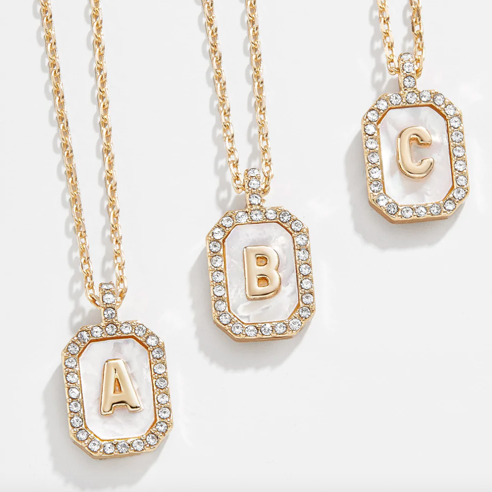 Gold & Mother Of Pearl Initial Necklace