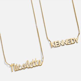 18K Gold Box Chain Custom Nameplate Necklace