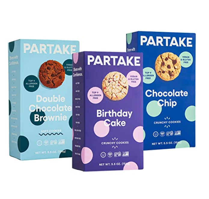Partake Foods Crunchy & Soft-Baked Vegan Cookies 3-Box Variety Pack