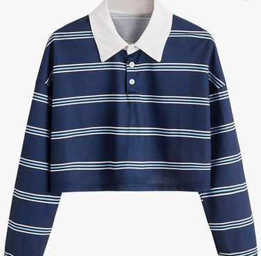 SweatyRocks Women's Long Sleeve Striped Polo Shirt