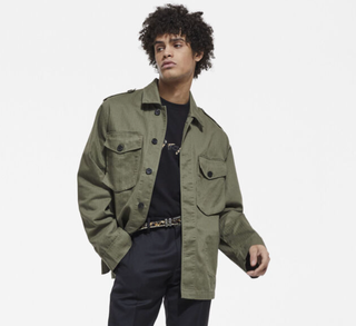 The Kooples Khaki Shirt with Leopard Lining