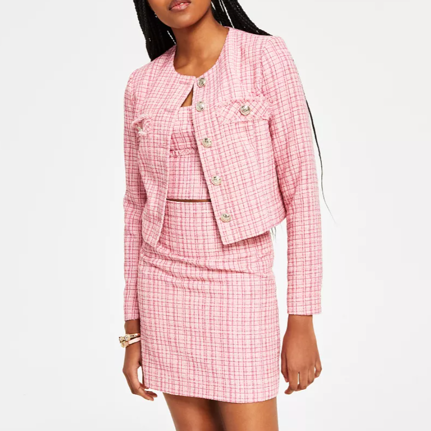 GUESS Women's Tweed Jacket and Miniskirt