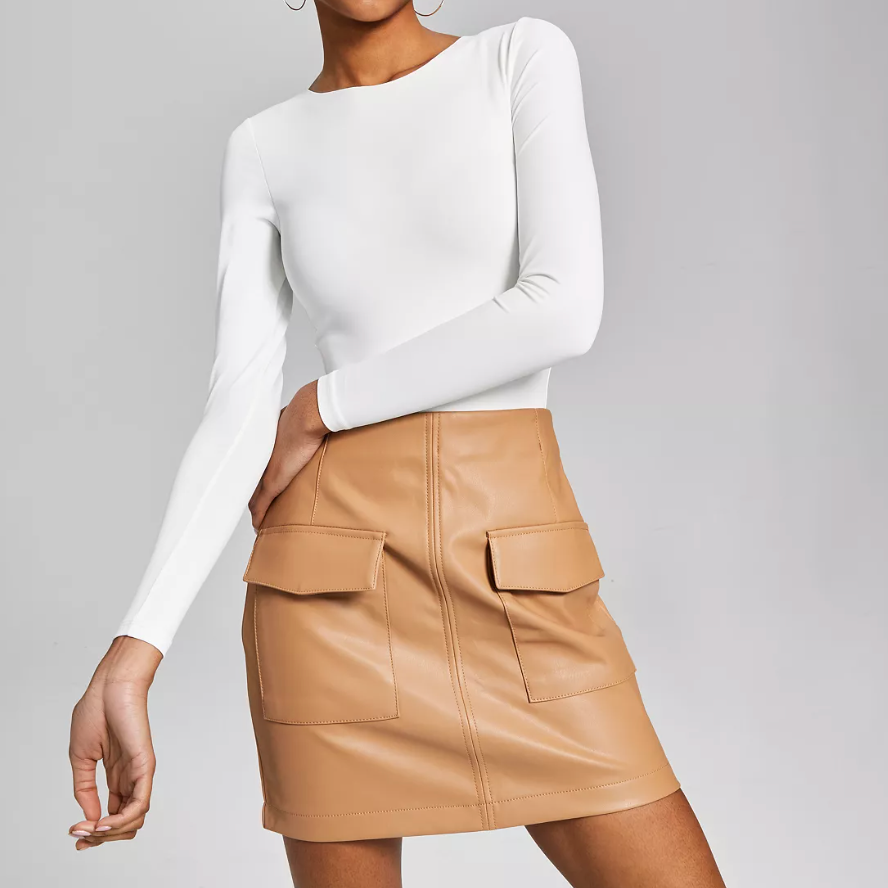 And Now This Women's Faux-Leather Skirt