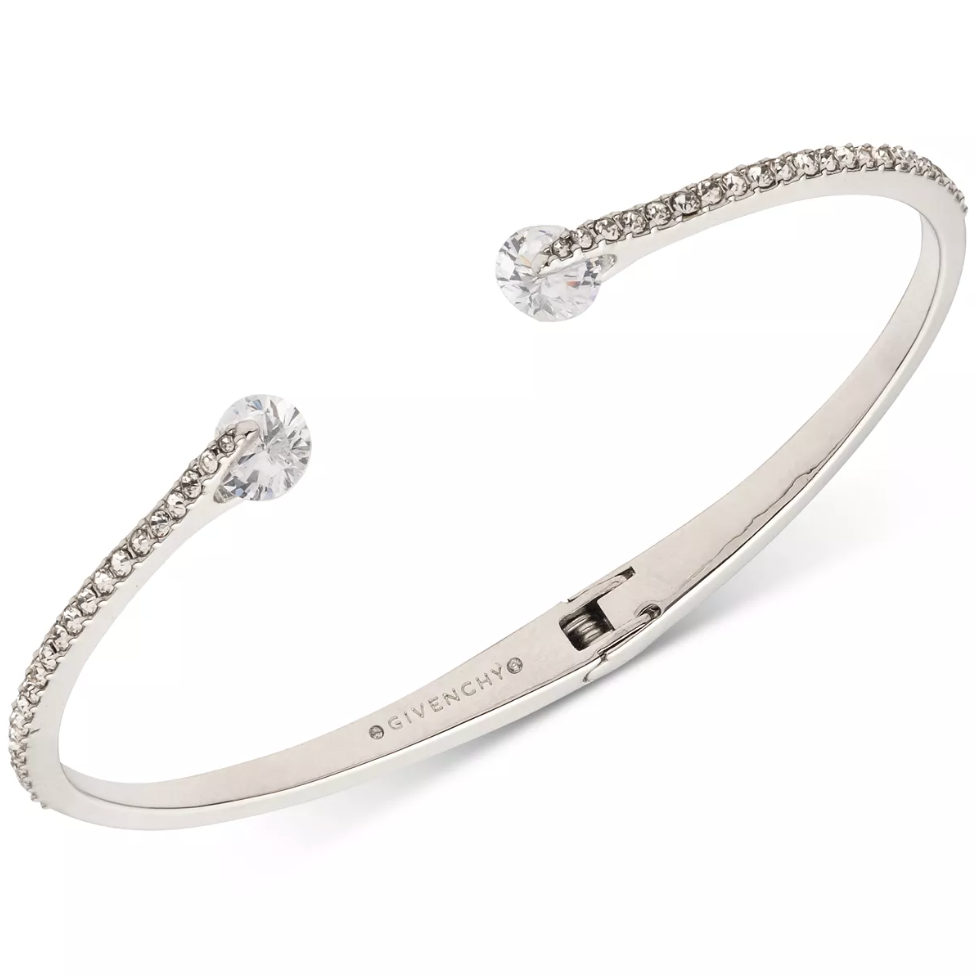 Givenchy Crystal & Pavé Hinged Bangle Bracelet