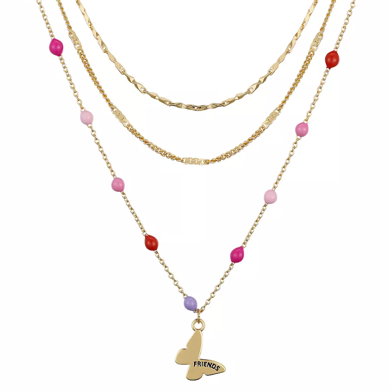 Unwritten 14K Gold Flash-Plated Butterfly Necklace Set