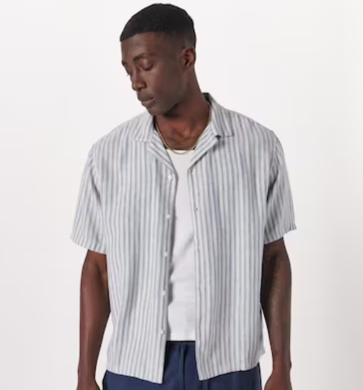 Camp Collar Linen-Blend Button-Up Shirt