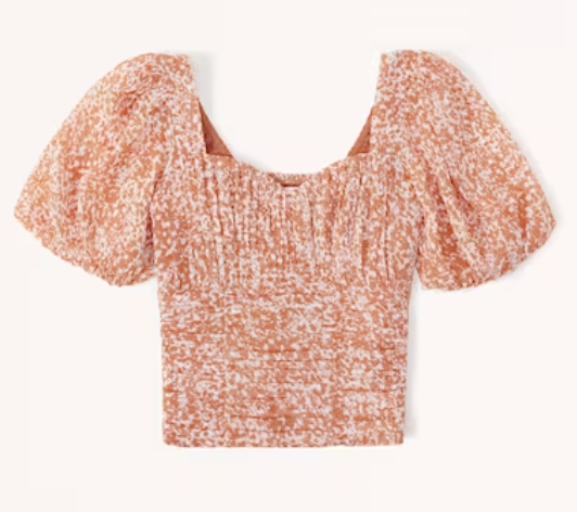 Ruched Puff Sleeve Sweetheart Top