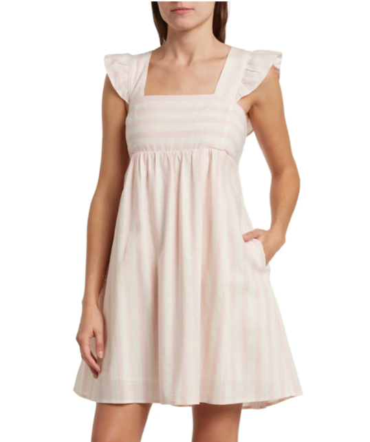 Draper James Connie Stripe Linen & Cotton Babydoll Dress