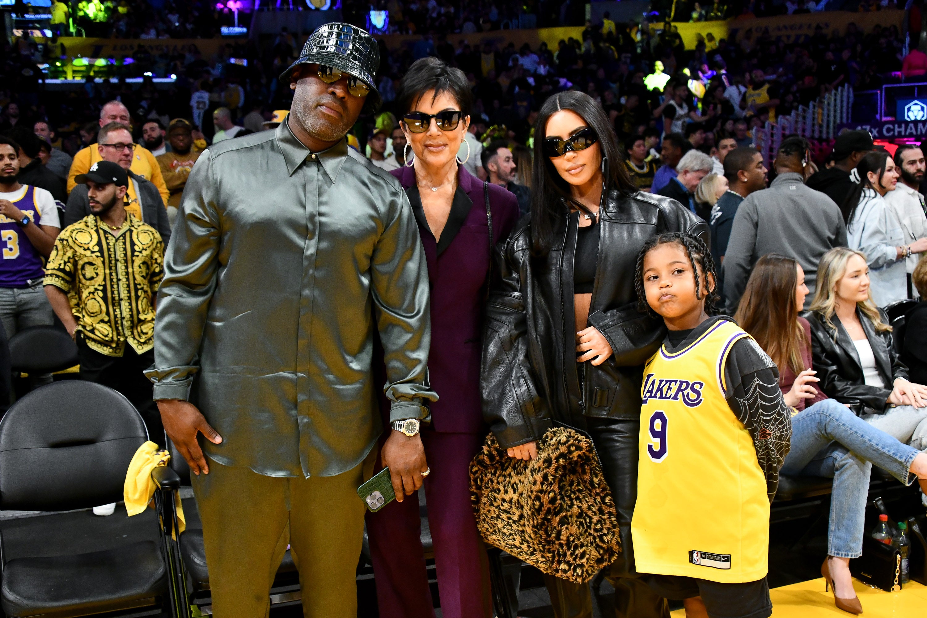 Kim Kardashian Sits Courtside at NBA Game in I Love Nerds Tee