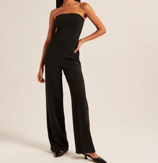Abercrombie and Fitch Strapless Premium Crepe Jumpsuit