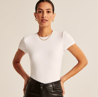 Abercrombie and Fitch Short-Sleeve Cotton Seamless Fabric Crew Bodysuit