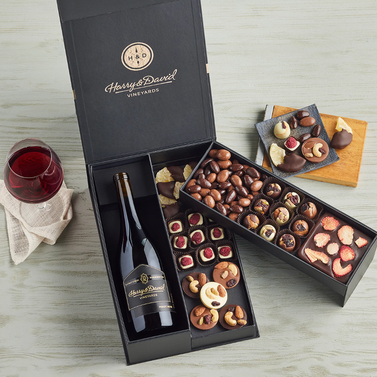 Harry & David Belgian Chocolate Bento Box with Reserve Pinot Noir