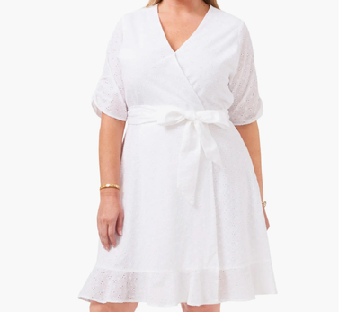 1.State Embroidered Eyelet Cotton Wrap Dress