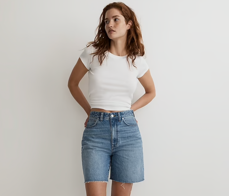Madewell Curvy Baggy Jean Shorts in Crestford Wash