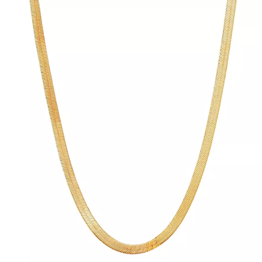 Italian 14K Yellow Gold Solid 3mm Herringbone Chain Necklace