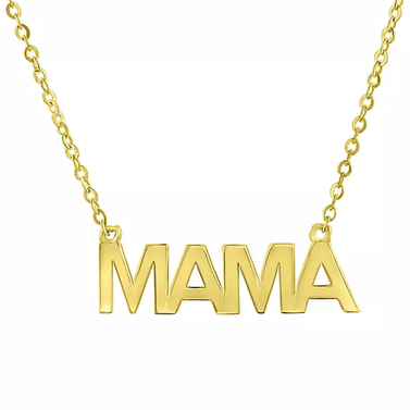 High Polish Mama Necklace in 14K Gold