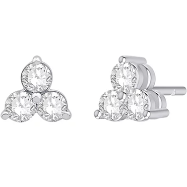 0.30 CT. T.W. Diamond Three Stone Earrings in 14K White Gold