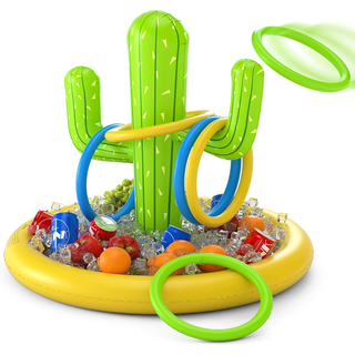 Jasonwell Inflatable Cactus Drink Holder Floating Ring Toss Game Set